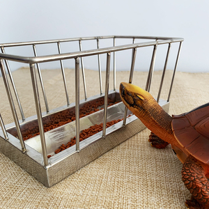 不锈钢乌龟食盆陆龟黄缘龟大号装料喂食器爬虫爬宠投食盘盒可定制