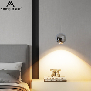 卧室床头吊灯简约现代轻奢高级感氛围灯背景墙长线床头灯小吊线灯