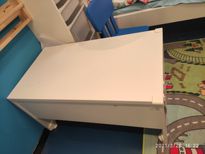 宜家新品斯玛斯塔带玩具储放空间的长凳小桌白色90x52x48 多色