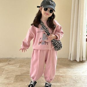 韩版童装儿童套装女宝卫衣女童时髦洋气春装小女孩春款卫裤两件套