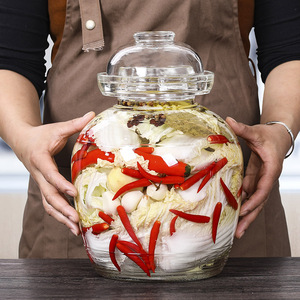 家用玻璃加厚四川泡菜坛子密封玻璃透明腌制罐腌咸菜缸大号菜坛子