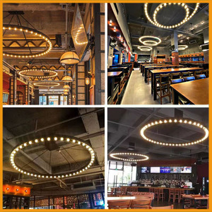 复古工业风音乐酒吧餐厅吊灯创意个性圆形圆灯泡圆圈环形定制灯具
