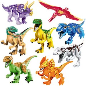 YG恐龙拼装积木绿讯猛龙 青迅猛龙 黄迅猛龙儿童益智玩具亲子互动