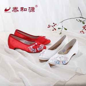泰和源老北京布鞋春秋季女士民族风刺绣妈妈鞋低跟汉服婚鞋绣花鞋