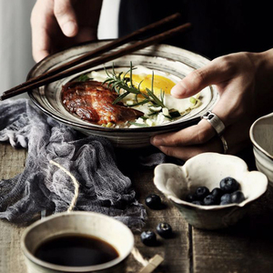 lototo侘寂风格雷北欧日式ins家用复古创意陶瓷碗碟饭碗面碗套装