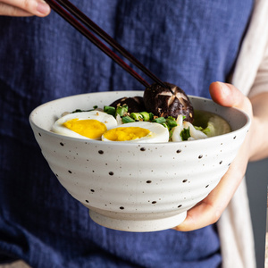 lototo日式复古家用创意陶瓷六英寸面碗大号拉面碗汤碗沙拉碗餐具