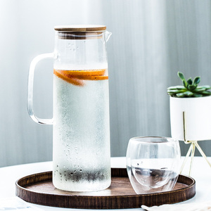 日式创意大容量冷水壶带盖子加厚玻璃凉水壶杯子套装家用可放热水
