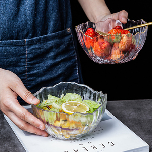 lototo北欧不规则异形金边玻璃透明沙拉碗甜品芋圆点心水果蔬菜碗