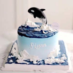 虎鲸鲨鱼海洋动物蛋糕装饰摆件蓝鲨小虎鲨鲸鱼儿童蛋糕装饰装扮