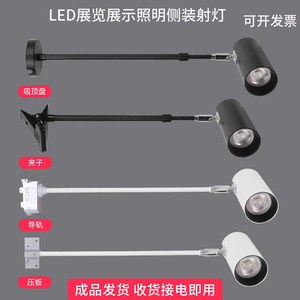 LED30瓦会展板长臂射灯压板夹子桁架横装侧装伸缩画展背景长杆射