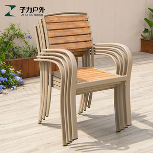 庭院椅子防腐塑木户外凳子单椅小阳台室外休闲咖啡厅露天靠背餐椅