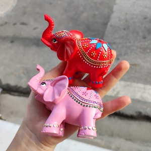 云南西双版纳新款大象小象宽9厘米礼物送长辈桌面摆件彩色工艺品