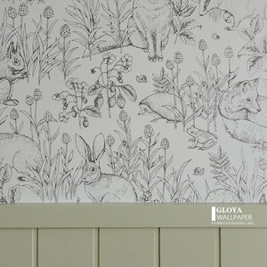 现货瑞典进口墙纸儿童房壁纸 高档环保纯纸 卡通动物兔子背景墙纸
