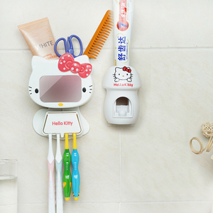 牙刷架套装壁挂式粘胶卡通可爱牙刷挂架组合牙具座自动挤牙膏器