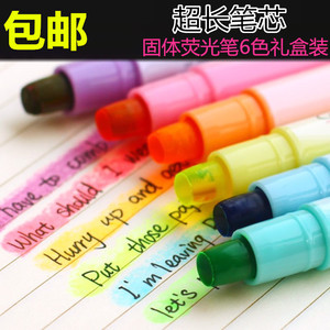 全国包邮 韩国文具 可爱糖果色蜡笔果冻笔 圆形固体记号笔荧光笔