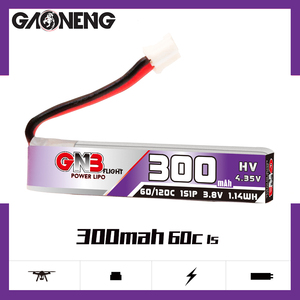 GNB高能 300mAh 1S 3.8V 60C 空心杯迷你小飞机FPV航模锂电池LiHV