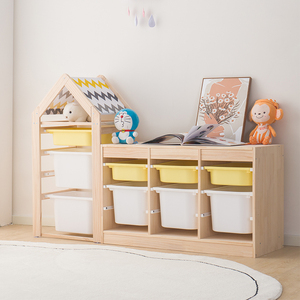 玩具收纳架儿童整理柜宝宝置物架大容量客厅懒角落小孩多层实木架