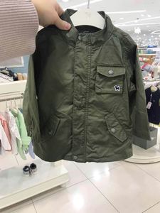韩国中小童装 春季新款童装男童宝宝军绿色帅气风衣 休闲外套