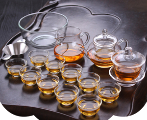 玻璃小茶杯过滤红茶杯茶具喝水功夫小杯子琉璃杯茶水分离透明家用