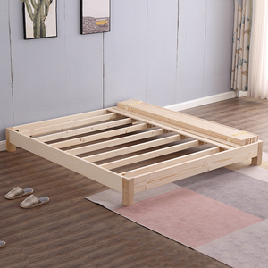 小户型榻榻米床架子简约现代实木排骨架无床头靠背床体落地矮床身