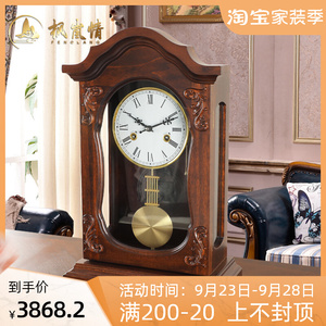 欧式机械座钟实木客厅客厅家用新中式创意古典摇摆钟表复古时钟