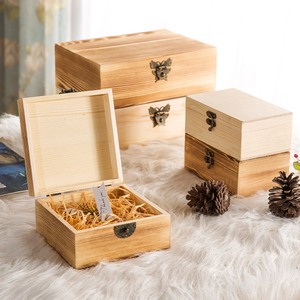 木质包装盒收纳盒带锁实木木盒子定制定做长方形复古简约翻盖礼盒
