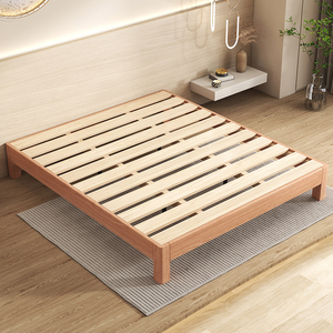 红橡木床全实木日式榻榻米小户型简约双人床排骨架定制无床头床架