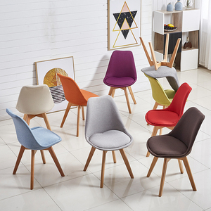 北欧家用伊姆斯椅现代简约实木书桌椅休闲靠背椅布艺餐椅洽谈椅子
