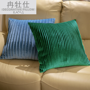简约现代靠垫样板房客厅沙发抱枕床头靠背绿色腰靠枕靠包套不含芯