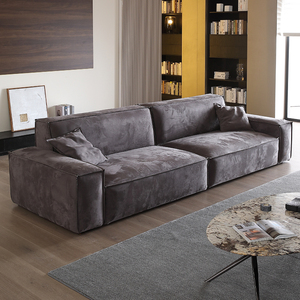 微色彩豆腐块沙发高靠背意式极简网红直排小户型客厅磨砂布艺沙发