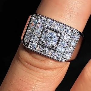 纽约个性化定制 钻石满天星 PT950铂金 男戒男款婚戒男式戒指