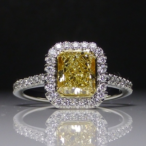 纽约钻交所代购 1克拉VVS净度FIY浓彩黄钻石 美国定制群镶钻戒指