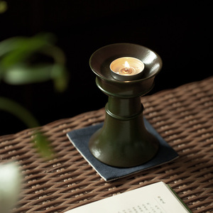 玩物志 复古中式烛台禅意茶道茶桌装饰小摆件日式陶瓷蜡烛台供佛