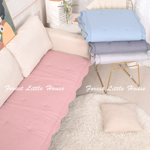 外贸尾单纯棉沙发垫双人三人座长方形坐垫四季通用纯色简约飘窗垫