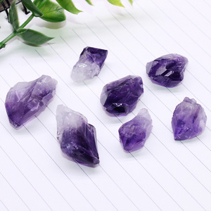 易晶缘碎石天然紫水晶原石摆件随形小吊坠长条矿石头儿童宝石标本