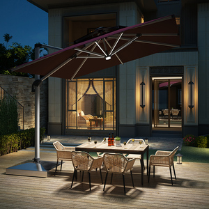 大罗马伞庭院户外遮阳伞太阳能灯奢华品质设计太阳伞花园露台别墅