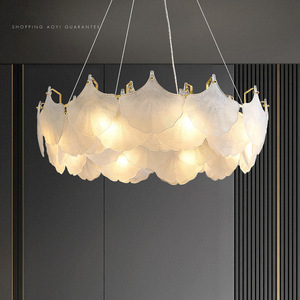 后现代轻奢客厅吊灯设计师创意艺术玻璃银杏叶餐厅卧室灯法式吊灯
