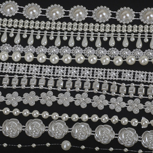 圆形太阳玫瑰花双排双线珍珠链连线珠婚纱链 diy手工配件发饰材料