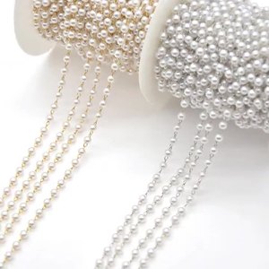 珍珠铜镀链条 手工DIY饰品配件 服饰珠宝首饰材料包串珠夹珠链