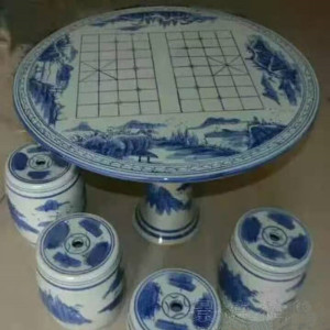 象棋瓷桌景德镇陶瓷桌子凳子套装凉凳凉蹲青花棋盘户外庭院摆设