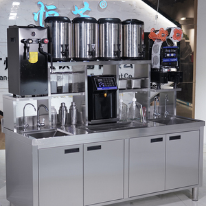恒芝水吧台商用奶茶店设备全套 奶茶操作台奶茶机冰箱水吧工作台