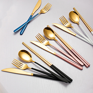 304不锈钢刀叉勺筷网红西餐餐具ins风餐套装三件套牛排刀叉家用