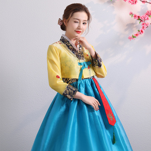 韩国古装传统女士宫廷韩服女朝鲜民族合唱演出服饰舞蹈表演服套装