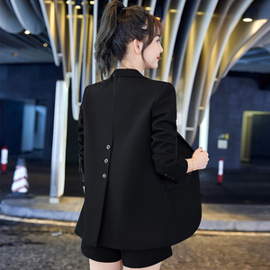 黑色西装外套女春秋小个子韩版2024新款春装高级感设计感休闲西服
