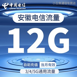 安徽电信流量充值12GB国内通用流量包3G4G5G流量叠加油包当月有效