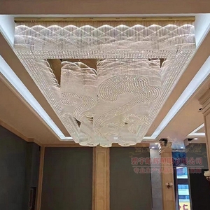 售楼部宾馆长方形酒店大堂大厅宴会厅工程水晶灯定制非标灯具2米