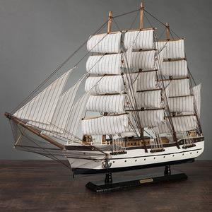 一帆风顺木质帆船模型摆件大型仿真实木船拼装工艺船生日乔迁礼物