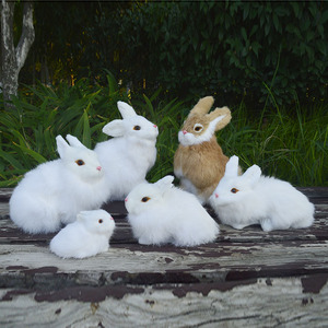 仿真兔子真皮动物模型儿童玩具嫦娥玉兔拍摄道具场景橱窗摆件标本