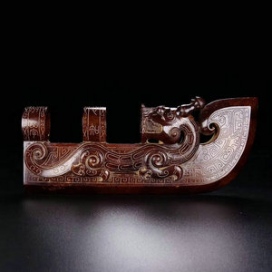 战国汉代时期和田玉螭龙礼仪用戈出土传世古老高古玉真品