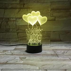 生日快乐3D立体视觉灯 LED装饰台灯七彩变色小夜灯 生日礼品048